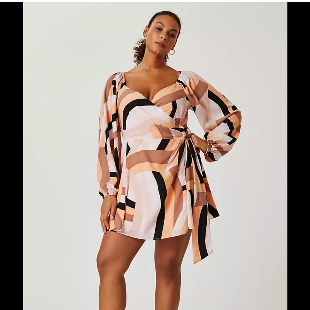 Anthropologie Hutch Geo Wrap Mini Dress in Pink Combo Size 1xl NWT
